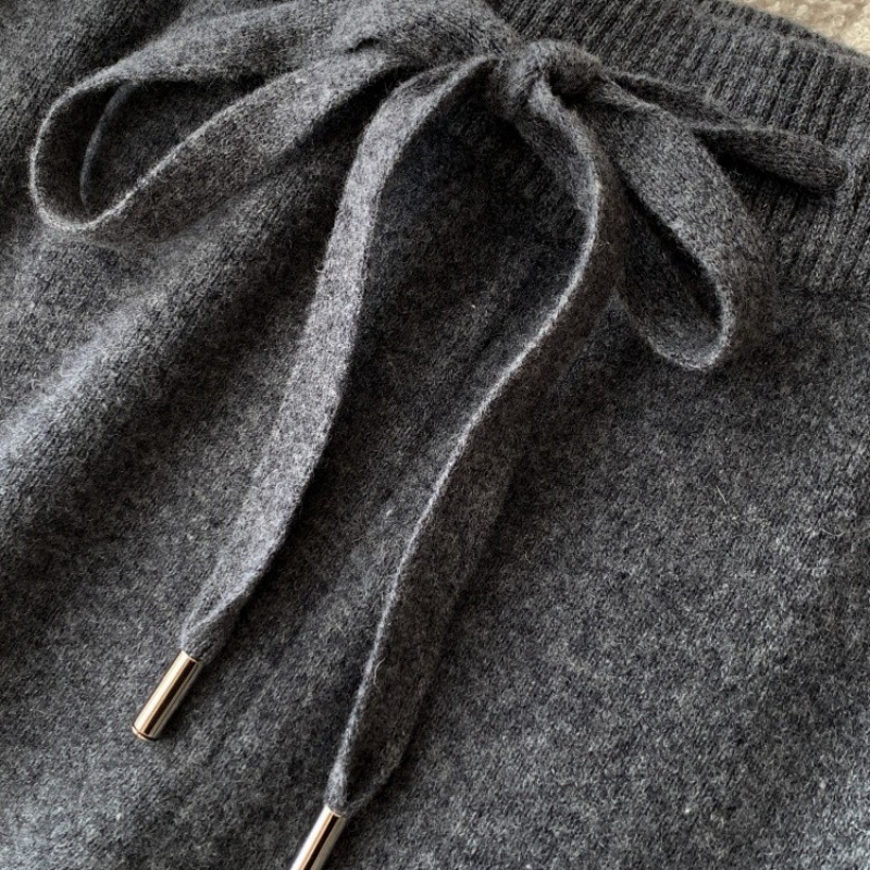 Women's 100% Wool Knit Wide-Leg Straight Pants Winter Casual - Image 5
