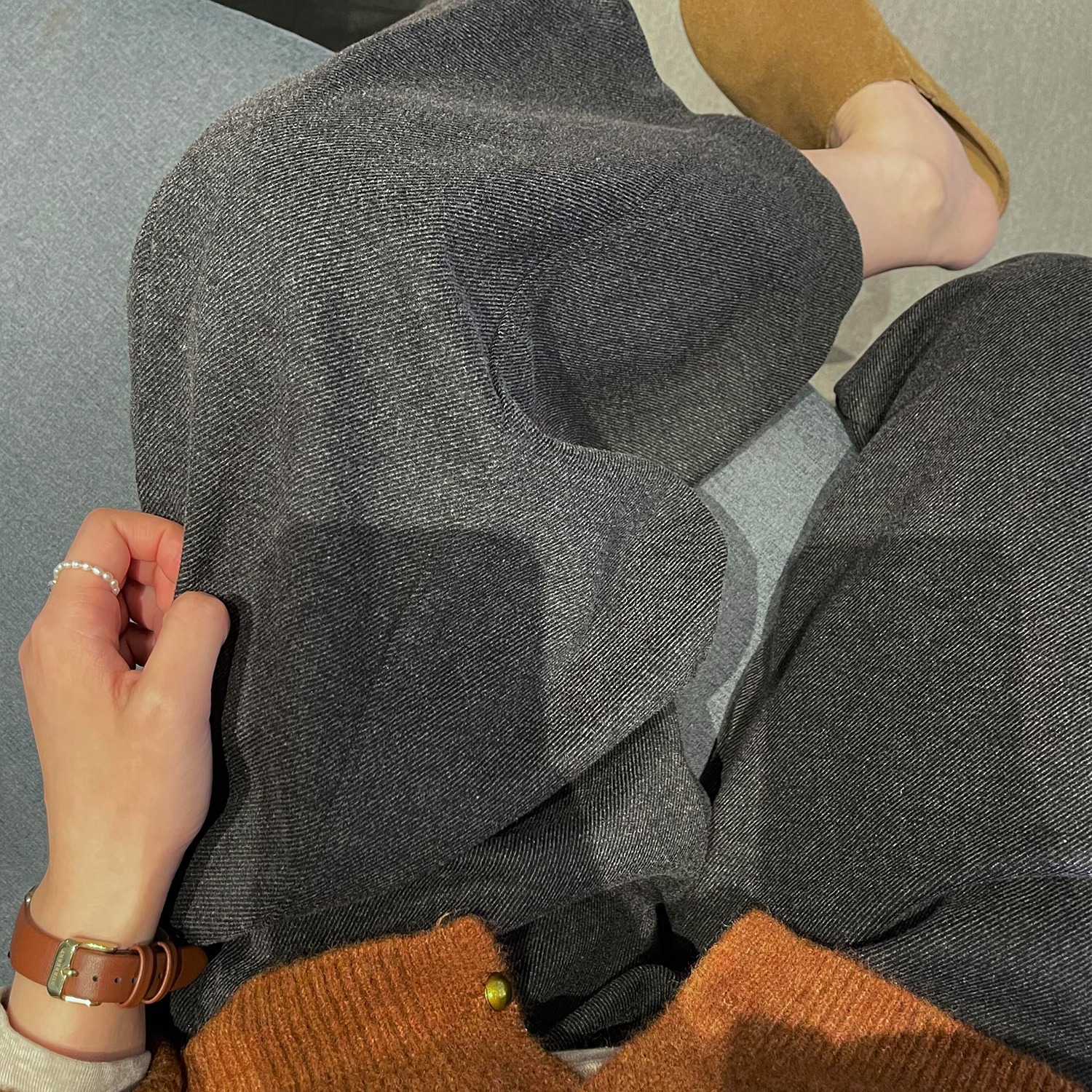 Women's Relaxed Wide-Leg Straight Pants Winter Casual - Image 5