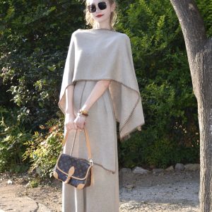 Women's Two-Piece Knit Cape Cardigan Set