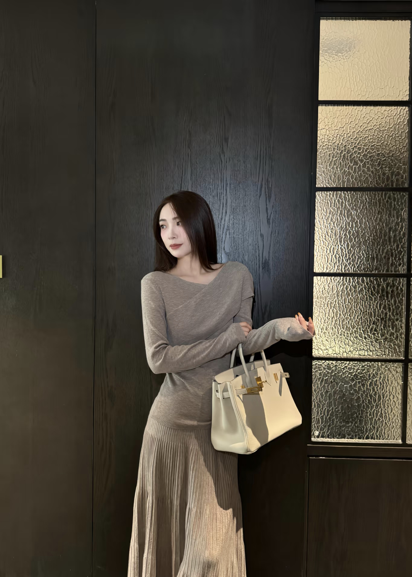 French Style Two-Piece Knit Sweater and High-Waist Skirt Set for Women - Image 3