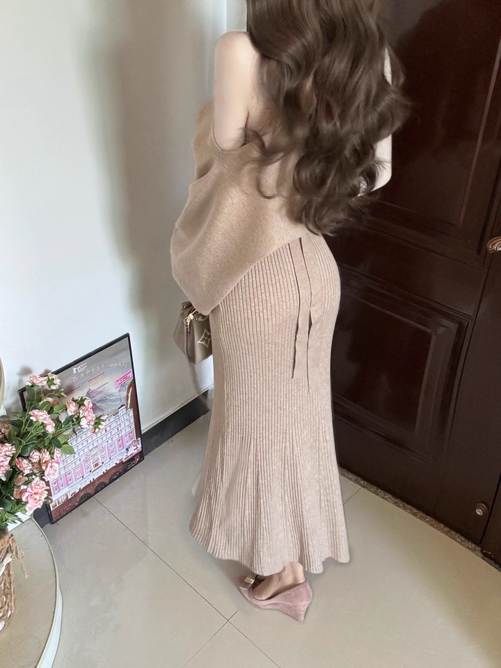 Japanese Style Tie-Front Cardigan and Sleeveless Knit Dress Two-Piece Set - Style 6dd021 - Image 2