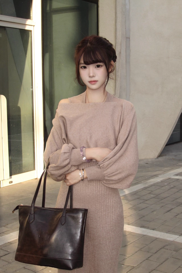 Japanese Style Tie-Front Cardigan and Sleeveless Knit Dress Two-Piece Set - Style 6dd021 - Image 4