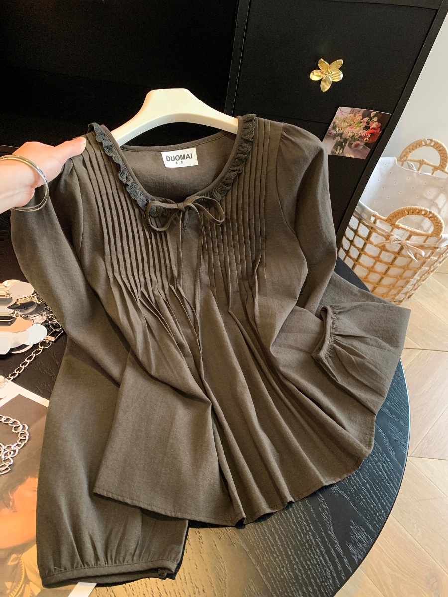 korean-style-coffee-ruffled-tie-front-blouse-with-puff-sleeves-style-a5f614