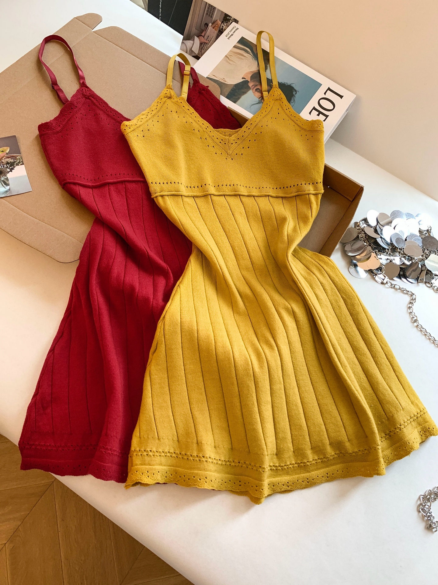 Women's Sleeveless Cutout Knit Cami Dress A-Line Waist-Slimming Short Dress