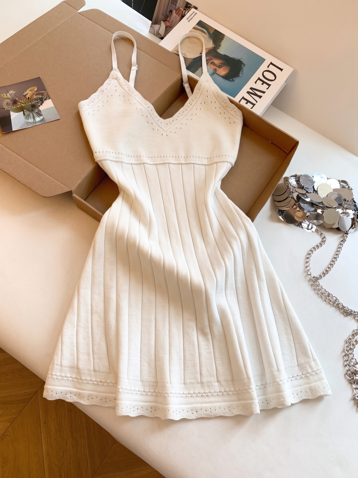 Women's Sleeveless Cutout Knit Cami Dress A-Line Waist-Slimming Short Dress - Image 4