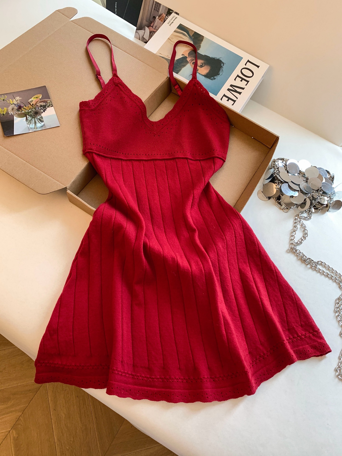 Women's Sleeveless Cutout Knit Cami Dress A-Line Waist-Slimming Short Dress - Image 2