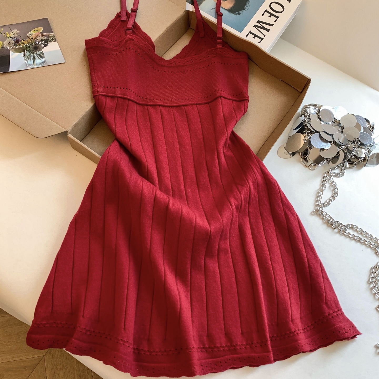 Women's Sleeveless Cutout Knit Cami Dress A-Line Waist-Slimming Short Dress - Image 5