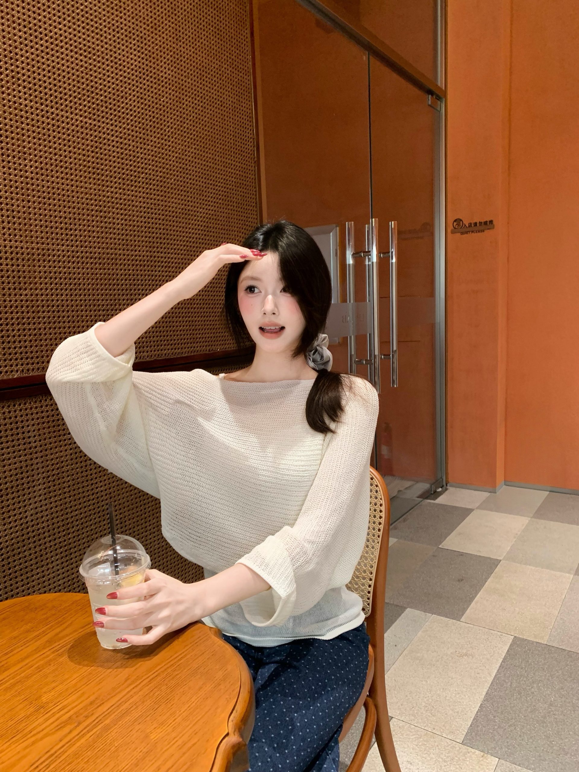 Korean Style Pink Open Knit Long Sleeve Sweater Women Early Autumn Casual Off Shoulder Top - Image 3